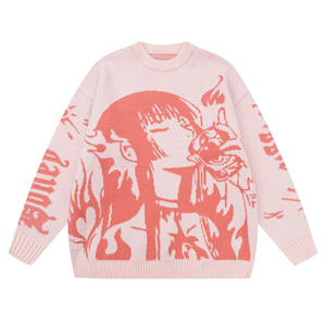 Jersey de punto de manga larga con patrón de Jacquard de logotipo personalizado de invierno de alta calidad para parejas, suéter de talla grande para hombre - Product Image 3