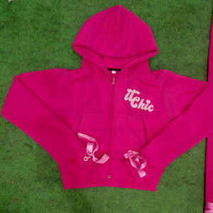 Sweat-shirts à capuche courts à fermeture éclair pour femmes en gros personnalisés, lavage à l'acide, 100% coton molletonné, streetwear - Product Image 1