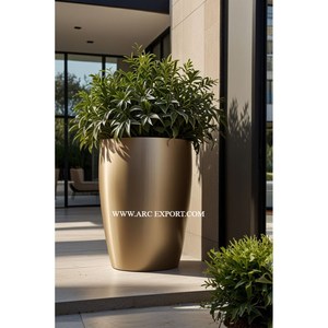 Jardinière et pots décoratifs de fleurs de restaurant Jardinière et pot créatifs en métal plaqué or de forme ronde très demandés pour le jardin - Product Image 3
