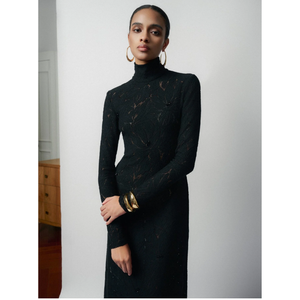 Robes élégantes à la mode STELLA EMB ROBE MIDI EN DENTELLE Manches longues Emballage personnalisé Vêtements de luxe pour femmes Marque de luxe - Product Image 4