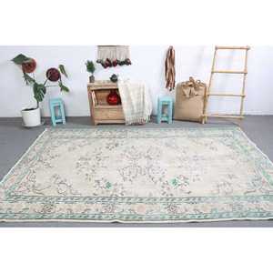 พรมขนาด 6.1x9.4 ฟุต, พรมวินเทจขนาดใหญ่, พรมลายพรางสีขาว - Product Image 1