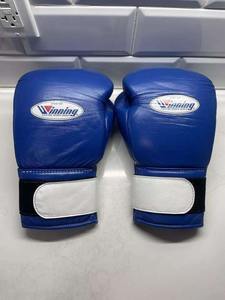 Professional Custom Blue and White <b>Velcro</b> Winning Boxing Gloves Professional Made of Strong Genuine Leather Custom Sizes - Product Image 5