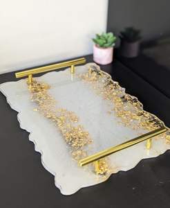 Plato artístico de resina para servir, patrón sólido moderno, duradero, hecho a mano para entretener a los invitados, fiestas, celebraciones, regalos, 100 Uds. - Product Image 3