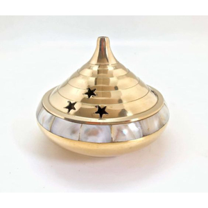 Prime Quality Brass Incense Burner With <b>Mother</b> of Pearl Sea Shell Burner Holder With Handle for Home Office Decor - Product Image 2