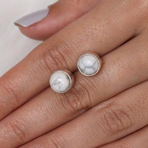 925 sólido niñas diseñador mejor calidad regalo de boda pendientes 925 plata esterlina hecha a mano piedras preciosas howlita Stud pendientes joyería - Product Image 5