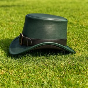 Sombrero de Copa Verde de Cuero Hecho a Mano, Estilo Steampunk, para Cosplay, Personajes, Playa, Deportes, Día de San Patricio, Unisex, Adulto - Product Image 5