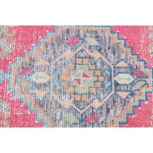 Tapis vintage 1,6 x 3,3 pieds, petit tapis turc, tapis à pois rouge et bleu - Product Image 5