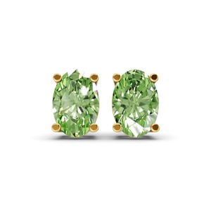 Pendientes de tuerca de diamante cultivado en laboratorio verde océano ovalado de cuatro puntas, 1 quilate total, claridad VS, oro de 14K, estilo encanto tono costero - Product Image 3