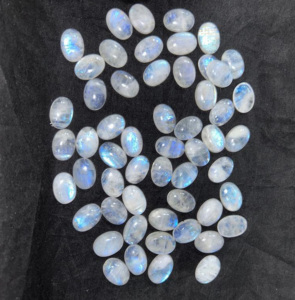 Piedra lunar de arcoíris Natural hecha a mano forma ovalada corte suave piedra suelta piedra preciosa blanca hallazgos de joyería componente - Product Image 1