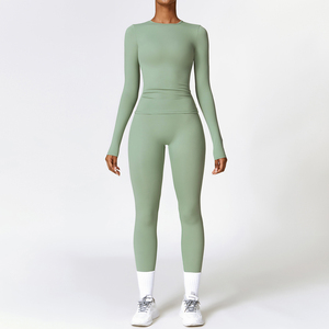 OEM Custom Long Sleeves Workout Wear Suit Women Sportswear Set Activewear High Waist Fitness Yoga Sets Women - Product Image 4