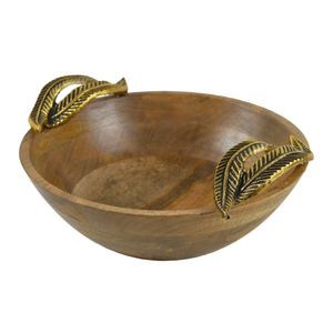 ชามไม้พร้อมที่จับใบไม้สำหรับทำสลัดและเสิร์ฟอาหารแฮนด์เมดดีไซน์ใหม่สำหรับเครื่องครัว - Product Image 6