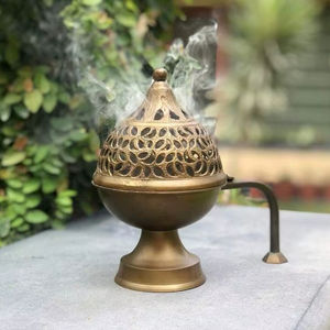 Traditional Handmade Brass Bakhoor <b>Burner</b> Perfect <b>For</b> Burning Incense And Creating A Relaxing Peaceful Ambience At Home - Product Image 1