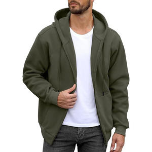 Sweat à capuche zippé en polaire chaude hommes veste thermique d'hiver sweat à capuche épais vêtements d'extérieur décontractés haut par temps froid - Product Image 5