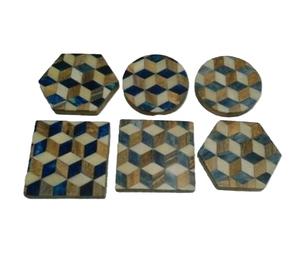 Sous-verres 3D avec incrustation en bois et résine, vaisselle personnalisée, tapis et coussinets de table, style moderne, prix d'usine - Product Image 1
