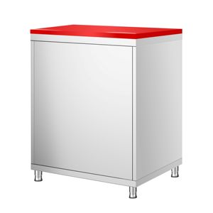 Armario de suelo de acero inoxidable PREMIUM - 600x700mm - con puerta abatible - incl. Tabla de cortar roja - Product Image 4