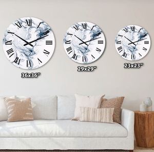 Reloj de pared redondo de Metal de estilo moderno de latón AK en mármol blanco y gris acabado para decoración de Hotel/Decoración Para sala de estar - Product Image 4