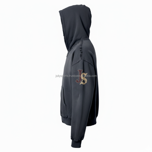 Heavyweight 365 GSM Fleece Zipper Hoodie Tela de algodón de primera calidad Impreso personalizado Logotipo bordado Unisex Style Basics Zipper Hoodie - Product Image 5