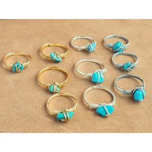 แหวนแฟชั่นหินเทอร์ควอยซ์ชุบทองและเงินสำหรับขายต่อ - Product Image 1
