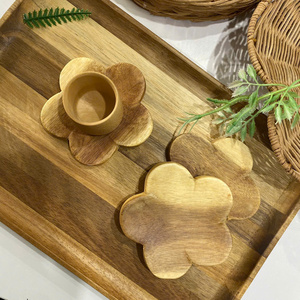 High Quality Customized Handcrafted Acacia Beech Wood Eco-Friendly Irregular Shape Home Creative Doussiewood Coaster Mats Pads - Product Image 6
