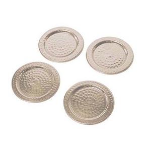 Hammered Decorative Patterned Metal Coasters With Silver Finished Perfect For Look Of Dining And Living Room <b>Tables</b> - Product Image 3