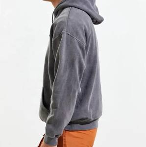 Venta al por mayor 380GSM Sudaderas de algodón para hombres Lavado ácido Peso pesado Sudaderas con capucha de gran tamaño Forrado Desgastado Pantalla lavada vintage - Product Image 3