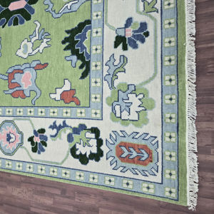 White Green size 3x5 feet Area fine wool Rug Hand-knotted turkish with Abstract Pattern for Living or bed room any - Product Image 1