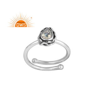 Mejor Venta de plata esterlina oxidada Natural Arco Iris Luna piedra apilable anillo personalizado joyería fabricante - Product Image 1