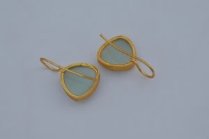 Gold Plated <b>stud</b> earrings wholesale handmade brass base monalisa stone hanging earrings - Product Image 2