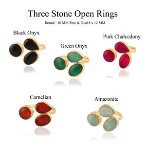 Unisex 18k Gold Plated Adjustable Punk <b>Ring</b> Double Layer Natural Carnelian Gemstone Band Front <b>Open</b> Stacking <b>Ring</b> for Christian - Product Image 2