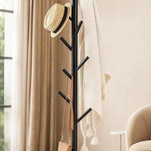 Sleek, black metal <b>coat</b> stand, multi-tier hook design, available at wholesale prices - Product Image 1