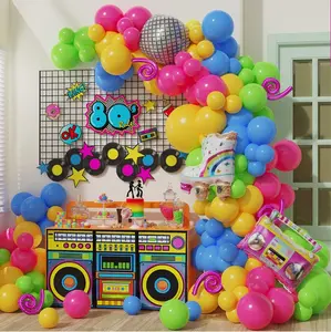 Decorazioni per feste anni '80 palloncino arco Bundle Radio Boom Box Roller Skate Foil Balloons 80s Retro Theme Balloons Kit arco ghirlanda