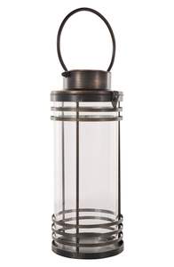 Lanterne à bougie en fer avec un fini rustique patiné parfait pour la décoration de la maison de style ferme et l'ambiance aux chandelles - Product Image 4