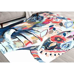 Tapis éléphant coloré : Décoration d'intérieur bohème, tapis imprimé, tapis à poils doux - Product Image 2