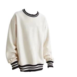 Suéter de lana de gran tamaño para hombre de algodón 100% de alta calidad sólido transpirable suelto Casual manga larga lavado de primavera - Product Image 5