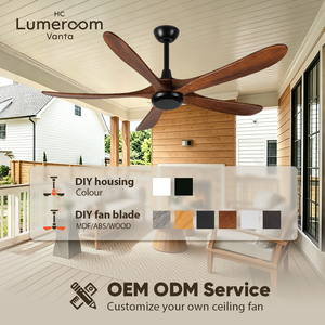 USA In Stock 60 Inch Downrod <b>Ceiling</b> <b>Fan</b> No Light 5 Solid Wood Blades Quiet DC Motor <b>Remote</b> <b>Control</b> for Large Room - Product Image 4