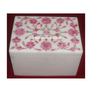 Nueva caja de almacenamiento de joyería con incrustaciones de madreperla de mármol blanco de forma Rectangular hecha a mano atractiva para caja de decoración del hogar - Product Image 1