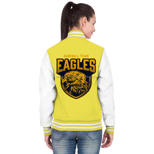 Chaqueta Varsity de Felpa de Algodón para Mujer, Chaqueta Bomber Personalizada con Letras Bordadas para Marcas de Moda - Product Image 4