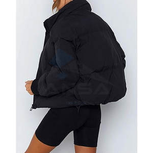 Vêtement d'hiver, veste matelassée courte surdimensionnée pour femme, manteau matelassé d'hiver, vêtement d'extérieur tendance et chaud, noir - Product Image 4