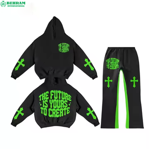 Conjunto de Sudadera con Capucha y Pantalones Deportivos Anchos Unisex High Street 3D, Transpirable, Ecológico y Resistente - Product Image 2