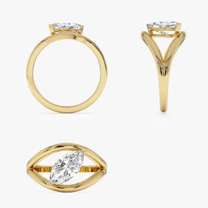 แหวนหมั้นเพชรทรงมาร์คีส์หรูหรา น้ำหนัก 1.00 กะรัต สี E-F ความสะอาด VS ทอง 14K ของขวัญแต่งงาน ทำด้วยมือ - Product Image 4