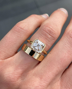 4.05 Ct Champagne Asscher Cut Moissanite Solitaire Bague en argent 925 avec réglage élégant demi-lunette parfait pour le mariage - Product Image 5