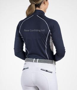 Tops de carreras con logotipo personalizado para mujer, fabricantes de ropa ecuestre, montar a caballo, media cremallera, mangas largas, capa Base, venta al por mayor - Product Image 2