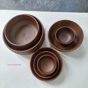 Saladier en bois d'acacia, prix de gros, couleur chocolat brun, diverses tailles, respectueux de l'environnement - Product Image 1