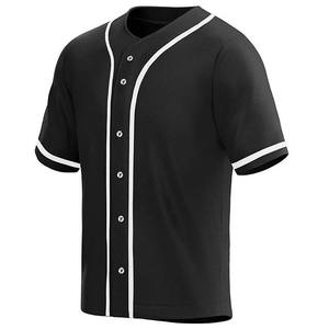 Jersey de béisbol de color negro con cuello en V, ropa deportiva de manga corta para adultos, 100% poliéster, precio barato, Jersey de béisbol para adultos de alta calidad - Product Image 2