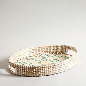 ถาดเก็บของทำมือจากหญ้าทะเล ถาดตกแต่งจากหญ้าทะเล ภาชนะสานจากฟาง สำหรับห้องครัวและห้องนอน - Product Image 3