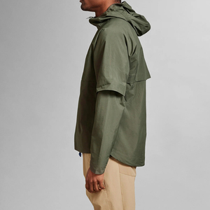 Veste coupe-vent pour homme avec capuche, logo personnalisé OEM, demi-zip, poches latérales, durable et coupe-vent - Product Image 4