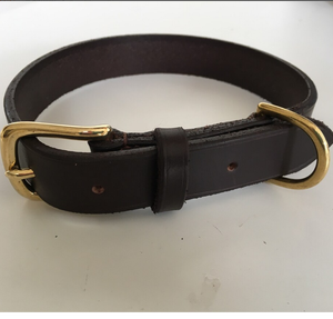 Brown Leather Dog <b>Collar</b>, Bridle Leather Dog <b>Collar</b> Hound Dog <b>Collar</b> for Greyhound and Whippet - Product Image 1