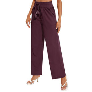 Pantalon en coton pour femmes, décontracté, avec cordon de serrage, de qualité supérieure, respirant, 100% coton, à vendre - Product Image 1