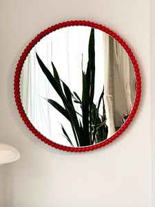 Espejo de pared rojo con Cuentas grandes, espejo de pared de salón bohemio, regalos de inauguración de la casa, regalo del Día de la madre, espejo de guardería, - Product Image 6