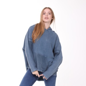 Sweat à capuche oversize pour femme en molleton bouclette de haute qualité, style streetwear décontracté hiver, 100% coton, écologique, séchage rapide, avec logo avant - Product Image 1
